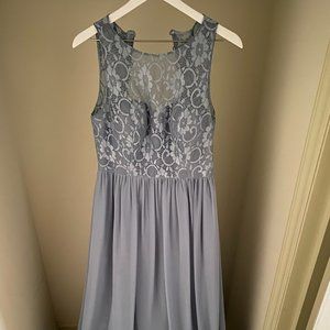 Azazie: Marsha, Dusty Blue Bridesmaid Dress